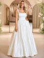 A-line Straps Floor-Length Satin Wedding Dress