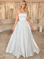 A-line Straps Floor-Length Satin Wedding Dress