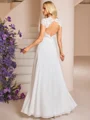 A-line V-neck Short Sleeves Appliques Lace Floor-Length Chiffon Wedding Dress