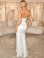 Sheath Sweetheart Pleated Chapel Train Satin Corset Convertible Wedding Dress
