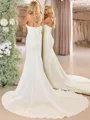 Sheath Straight Pleated Chapel Train Corset Wedding Dress