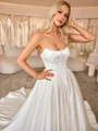 Ball-Gown Straight Appliques Lace Chapel Train Satin Corset Wedding Dress