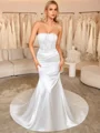 Sheath Straight Long Sleeves Appliques Lace Chapel Train Silk Like Satin Corset Wedding Dress