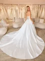 Ball-Gown Straight Beading Cathedral Train Satin Corset Wedding Dress
