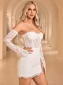 Sheath Sweetheart Long Sleeves Short/Mini Lace Corset Wedding Dress