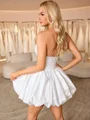 Ball-Gown Straight Pleated Short/Mini Satin Corset Wedding Dress