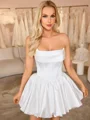 Ball-Gown Straight Pleated Short/Mini Satin Corset Wedding Dress