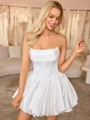Ball-Gown Straight Pleated Short/Mini Satin Corset Wedding Dress