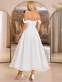 A-line Off-the-Shoulder Pleated Ankle-Length Corset Wedding Dress