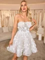 A-line Straight Long Sleeves Appliques Lace Short/Mini Lace Corset Wedding Dress