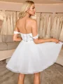 A-line Off-the-Shoulder Appliques Lace Short/Mini Corset Wedding Dress