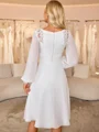 A-line V-neck Long Sleeves Appliques Lace Knee-Length Chiffon Wedding Dress