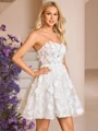 A-line One-Shoulder Appliques Lace Short/Mini Lace Corset Wedding Dress