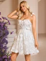 A-line One-Shoulder Appliques Lace Short/Mini Lace Corset Wedding Dress
