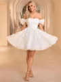 A-line Square Short Sleeves Appliques Lace Short/Mini Lace Corset Wedding Dress