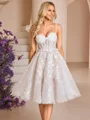 A-line Straps Appliques Lace Knee-Length Lace Corset Wedding Dress