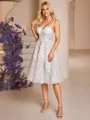 A-line Straps Appliques Lace Knee-Length Lace Corset Wedding Dress