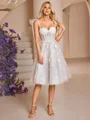 A-line Straps Appliques Lace Knee-Length Lace Corset Wedding Dress