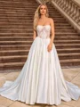 Ball Gown Satin Sweetheart Sleeveless Court Train Wedding Dresses