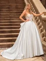 Ball Gown Satin Sweetheart Sleeveless Court Train Wedding Dresses