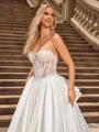 Ball Gown Satin Sweetheart Sleeveless Court Train Wedding Dresses