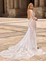 Sheath/Column Tulle Scoop Long Sleeves Cathedral Train Wedding Dresses