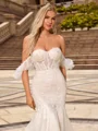Trumpet/Mermaid Lace Off-the-Shoulder Sleeveless Court Train Wedding Dresses