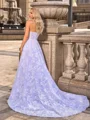 A-line/Princess Lace High Neck Long Sleeves Chapel Train Wedding Dresses