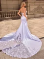 Sheath/Column Satin Sweetheart Sleeveless Cathedral Train Wedding Dresses