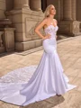 Sheath/Column Satin Sweetheart Sleeveless Cathedral Train Wedding Dresses
