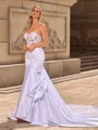 Sheath/Column Satin Sweetheart Sleeveless Cathedral Train Wedding Dresses