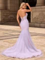 Trumpet/Mermaid Tulle Straight Sleeveless Chapel Train Wedding Dresses