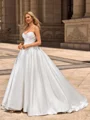 Ball Gown Satin Sweetheart Sleeveless Chapel Train Wedding Dresses
