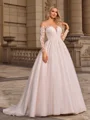 Ball Gown Tulle Scoop Long Sleeves Court Train Wedding Dresses