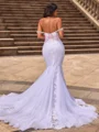 Sheath/Column Tulle Off-the-Shoulder Sleeveless Chapel Train Wedding Dresses