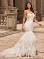 Trumpet/Mermaid Tulle Sweetheart Sleeveless Court Train Wedding Dresses
