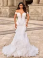 Trumpet/Mermaid Organza Off-the-Shoulder Sleeveless Chapel Train Wedding Dresses