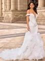 Trumpet/Mermaid Organza Off-the-Shoulder Sleeveless Chapel Train Wedding Dresses