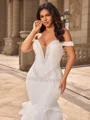 Trumpet/Mermaid Organza Off-the-Shoulder Sleeveless Chapel Train Wedding Dresses