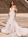 Trumpet/Mermaid Organza Off-the-Shoulder Sleeveless Chapel Train Wedding Dresses