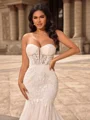 Trumpet/Mermaid Tulle Sweetheart Short Sleeves Cathedral Train Wedding Dresses
