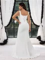 Sheath Square Sweep Train Stretch Crepe Plus Size Wedding Dress