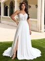 A-line Scoop Short Sleeves Appliques Lace Chapel Train Tulle Plus Size Wedding Dress