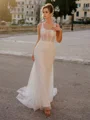 Sheath Square Chapel Train Corset Wedding Dress