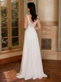 A-line V-neck Appliques Lace Floor-Length Chiffon Wedding Dress
