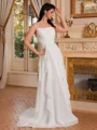 A-line Spaghetti Straps Ruffles Sweep Train Chiffon Corset Wedding Dress