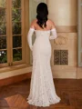 Sheath Off-the-Shoulder Long Sleeves Floor-Length Lace Corset Wedding Dress