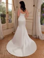 Sheath Straps Pleated Chapel Train Satin Corset Wedding Dress