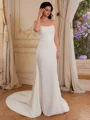 Sheath Straight Pleated Court Train Stretch Crepe Corset Wedding Dress