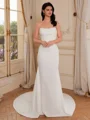 Sheath Straight Pleated Court Train Stretch Crepe Corset Wedding Dress